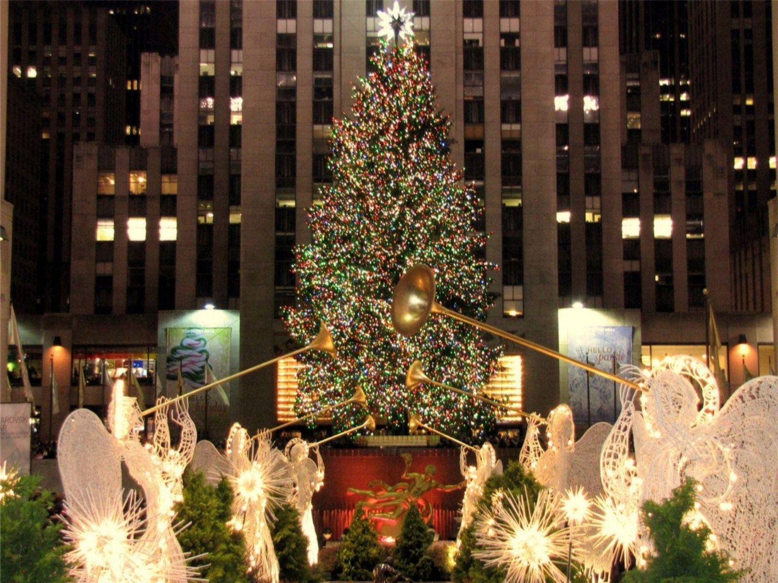 Aestheticde Times Square En Navidad. Fondo de pantalla