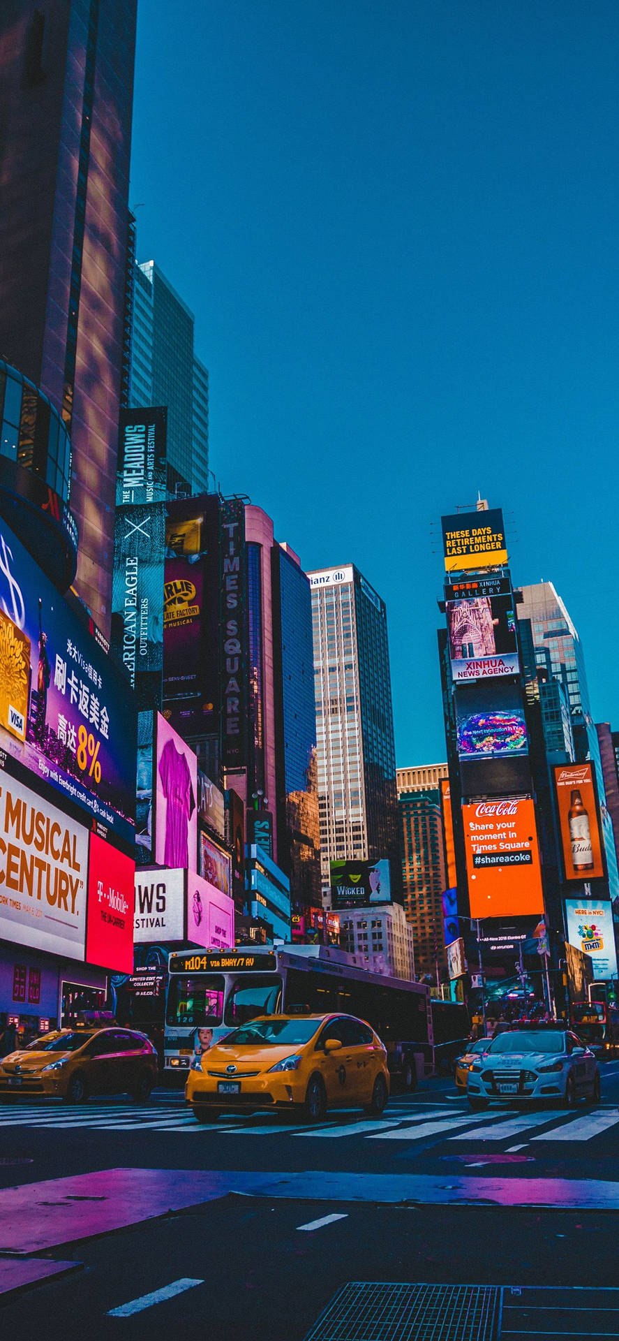Fondosde Pantalla Para Iphone De La Noche De Nueva York En Las Vallas Publicitarias De Times Square. Fondo de pantalla