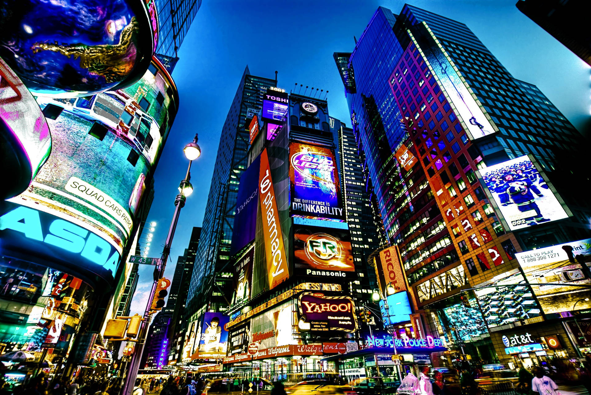Times Square Buildings With Lights Wallpaper