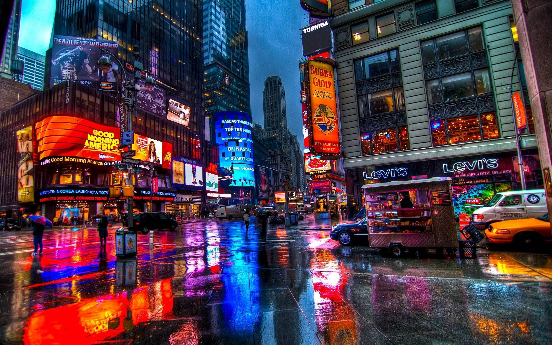 Edificioscoloridos De Times Square Fondo de pantalla