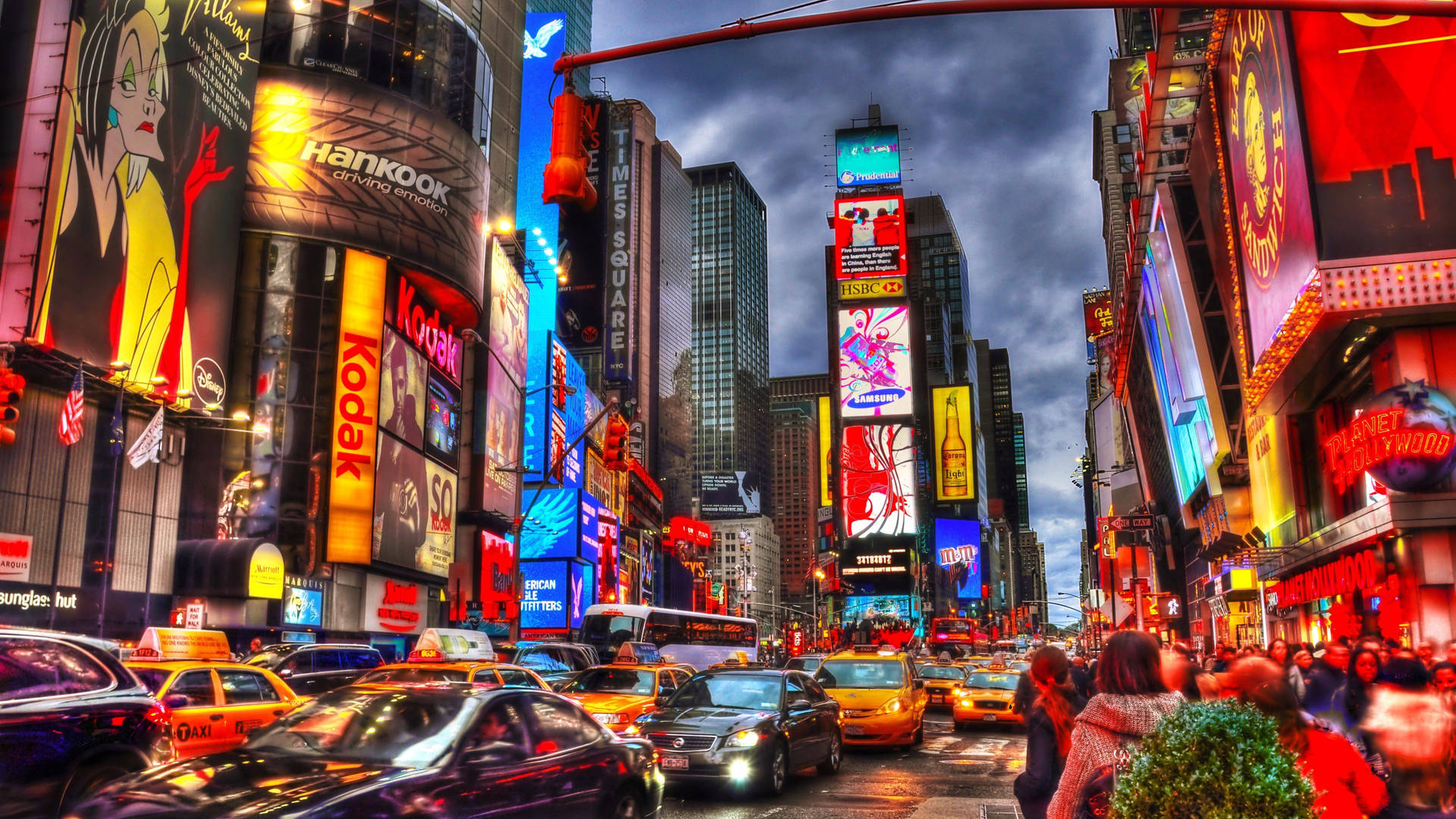Lucescoloridas De Times Square Fondo de pantalla