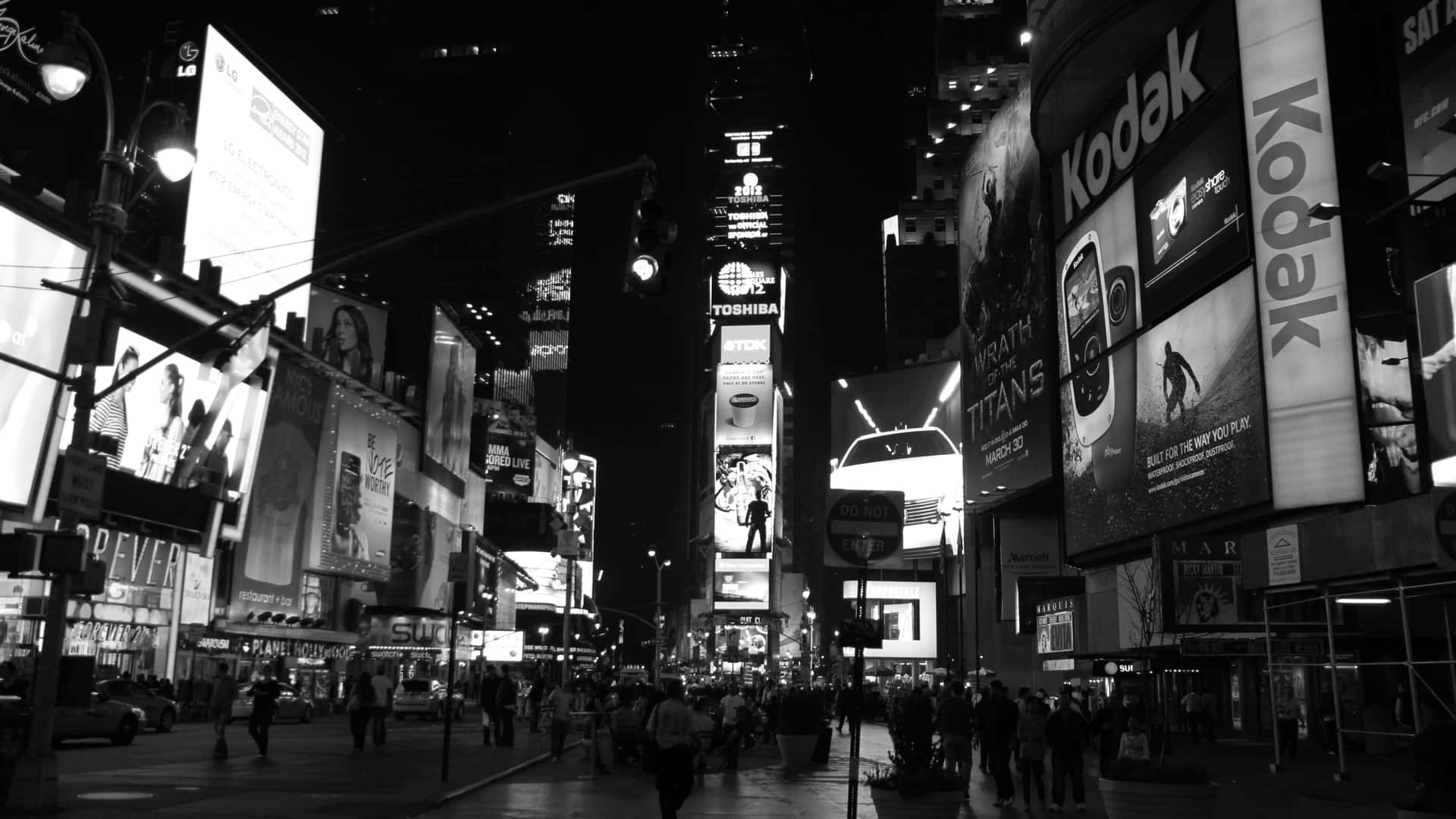 Times Square Nighttime B W4 K Wallpaper