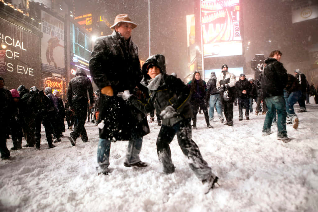 Times Square Snøballkrig Bakgrunnsbildet