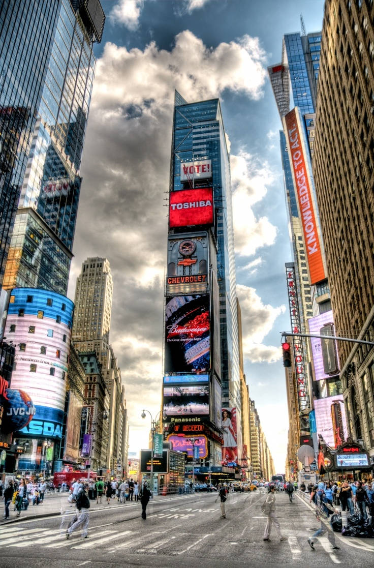Times Square Thick Clouds Wallpaper