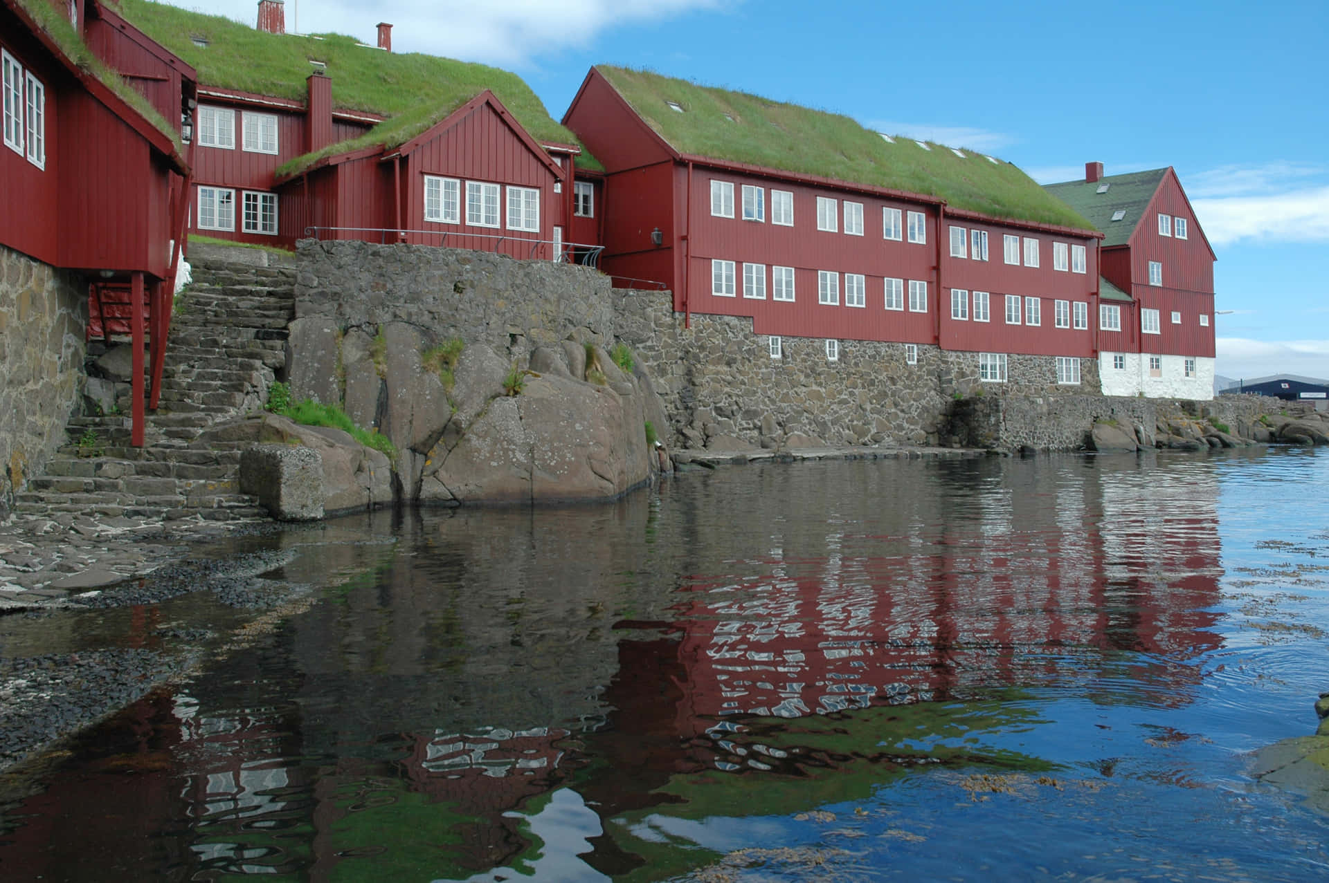 Tinganes Peninsula And Stone Wall In Thorshavn Wallpaper