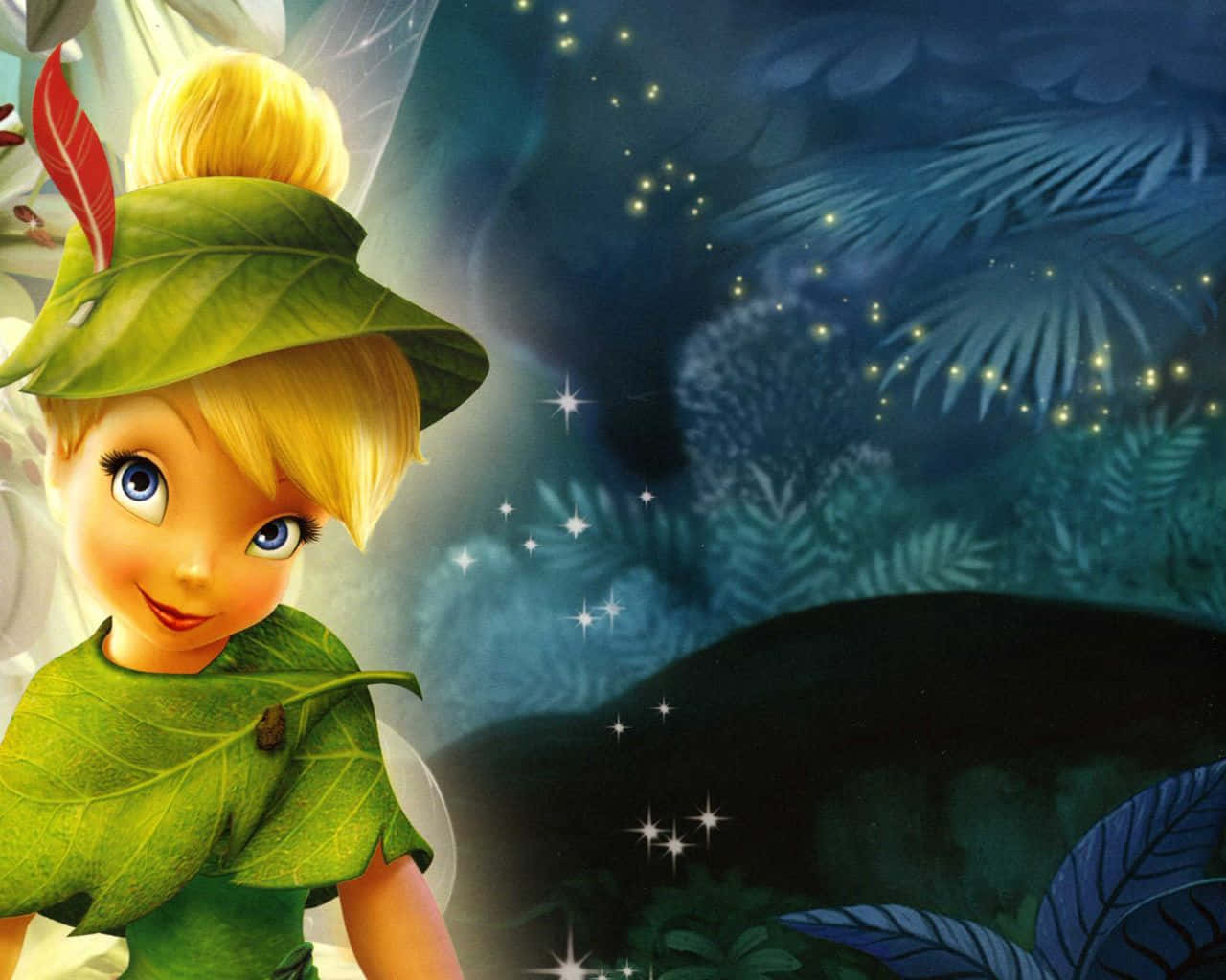 Magical Tinkerbell spreading pixie dust over a never-before-seen world