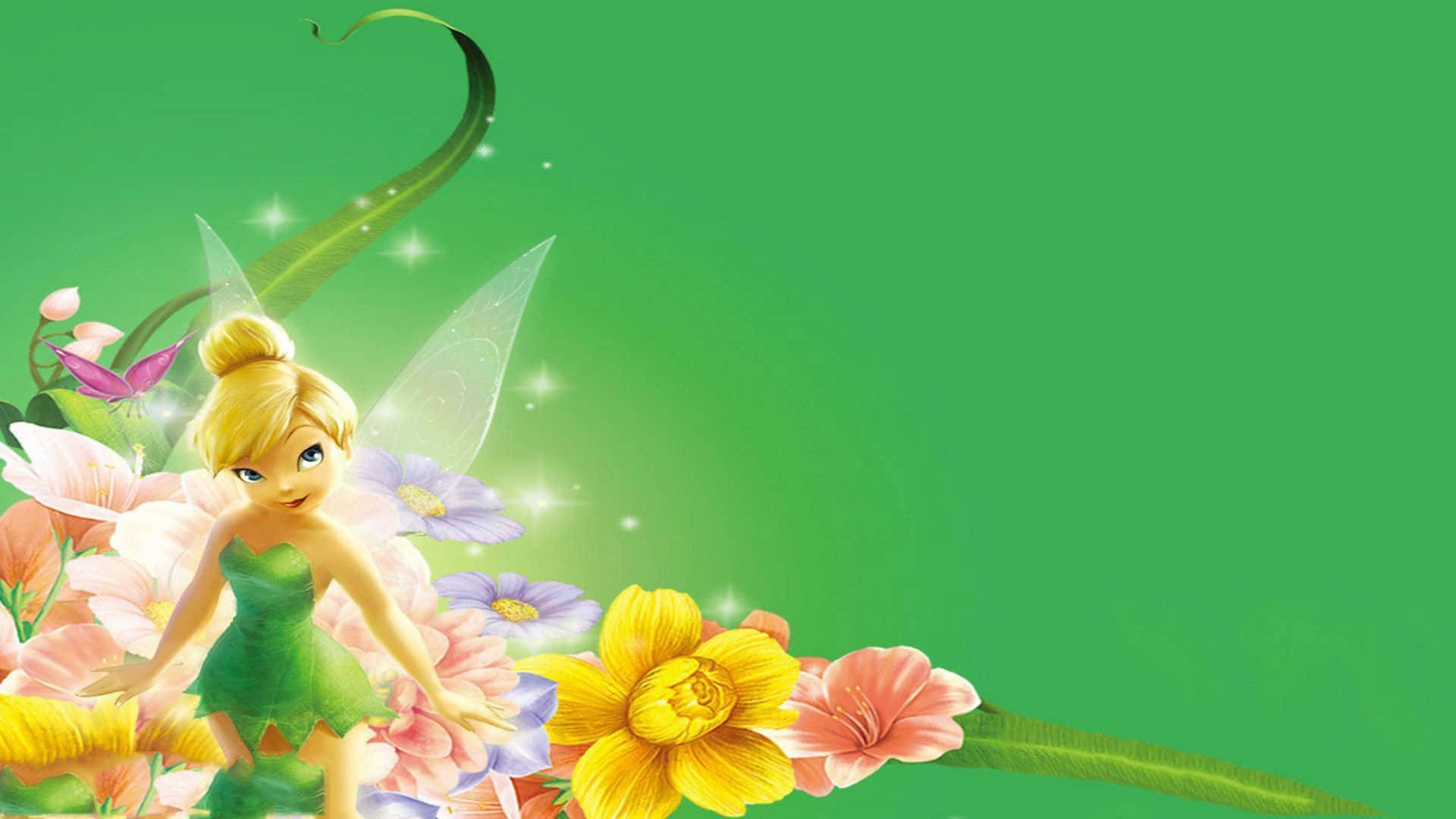 Magical Tinkerbell surrounded by pixie dust