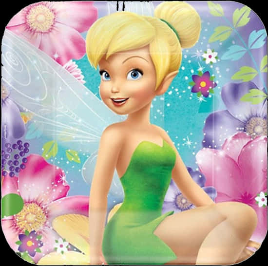 Tinkerbell Floral Backdrop PNG