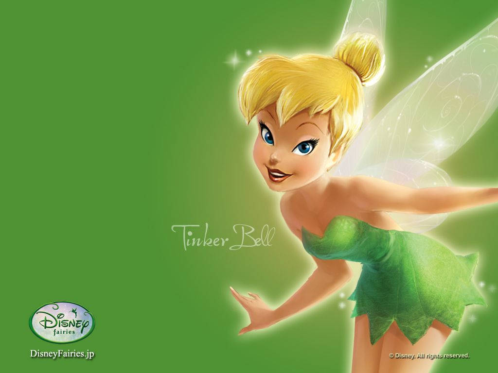 Tinkerbell In Green Background Wallpaper
