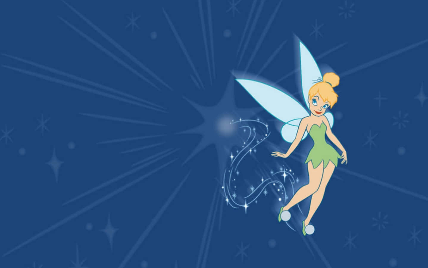 Tinkerbell flying around the stars