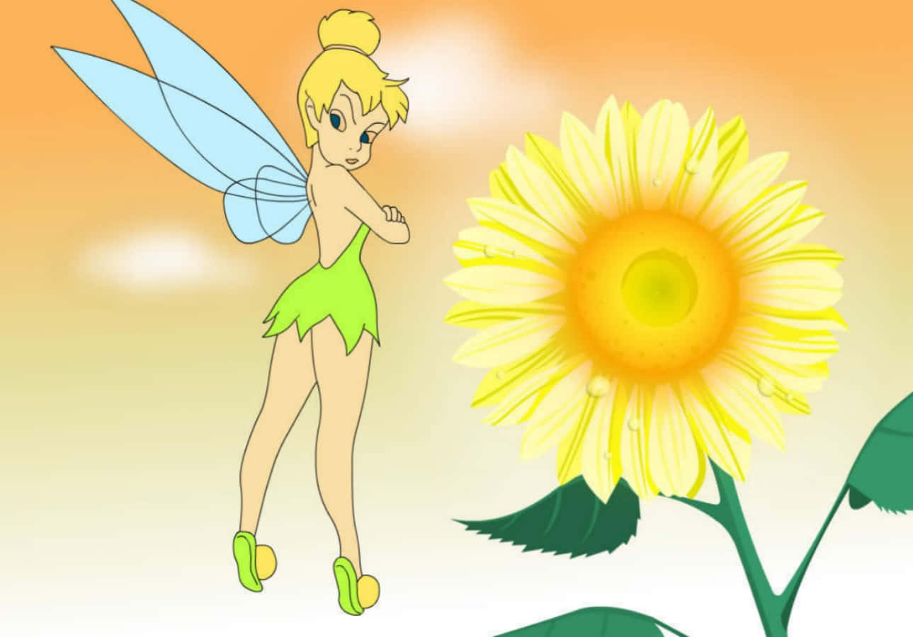 An innocent fairy finds joy in the sparkle of fresh morning dew