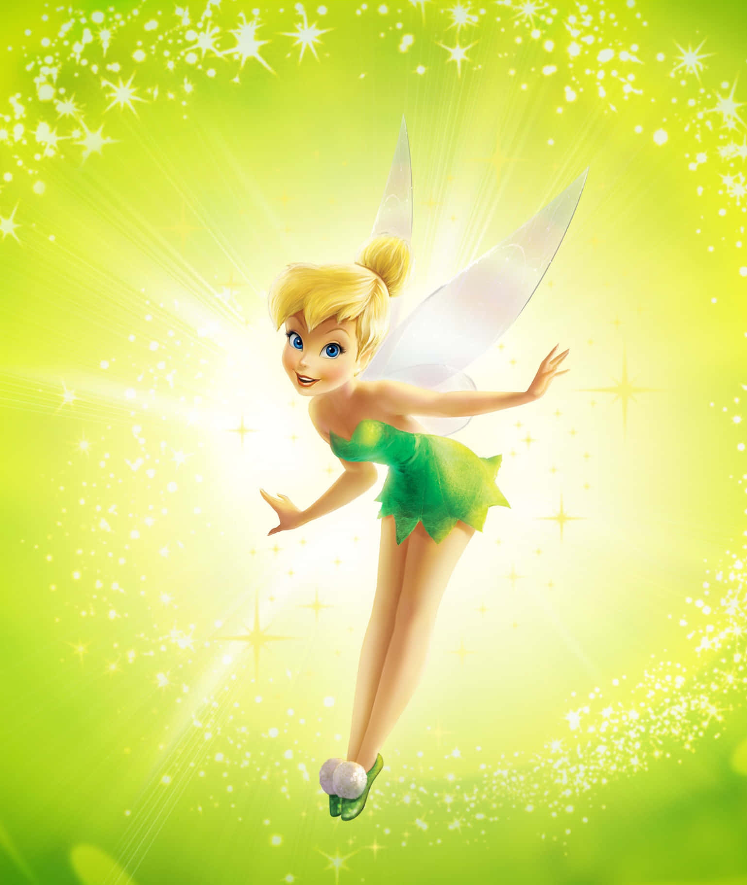 Tinkerbell flying through Pixie Hollow