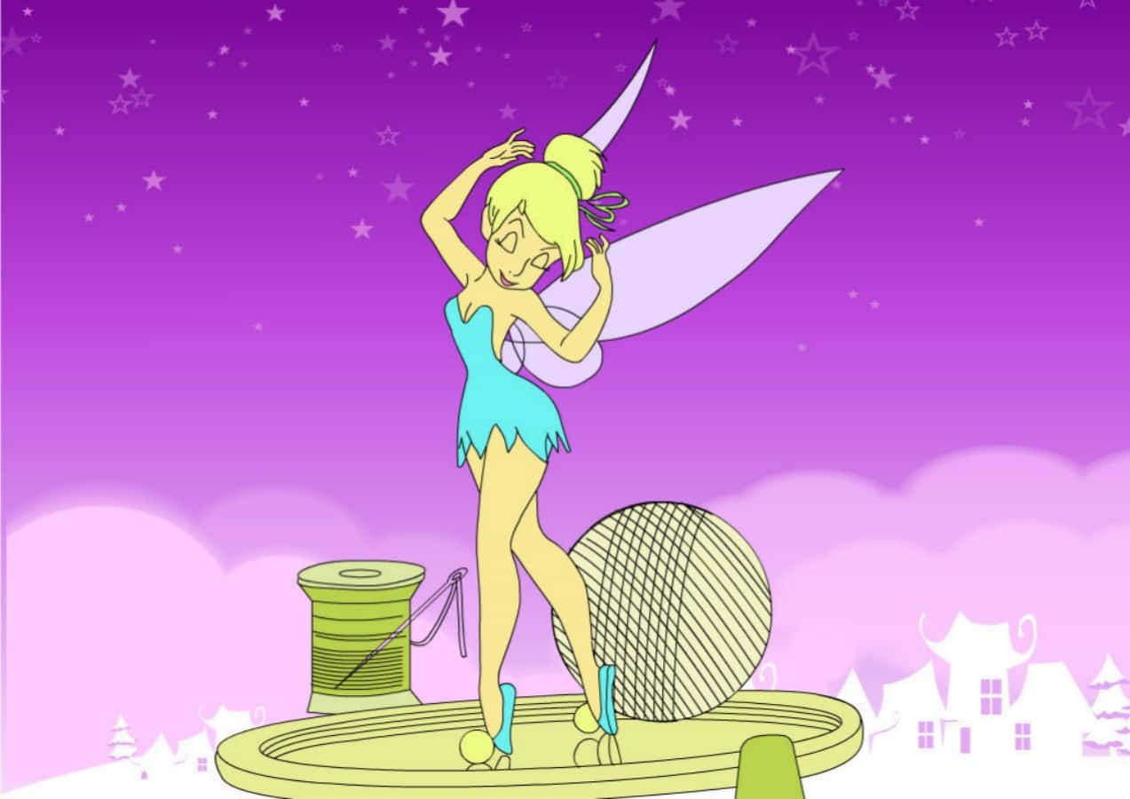 Conjuring magic with her wand, Tinkerbell is ready to work her magic
