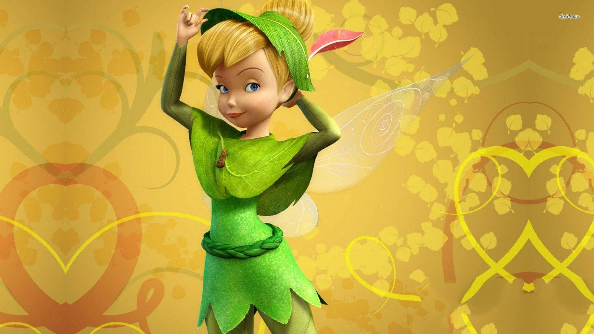 Tinkerbell Wearing Peter Pan Outfit Wallpaper