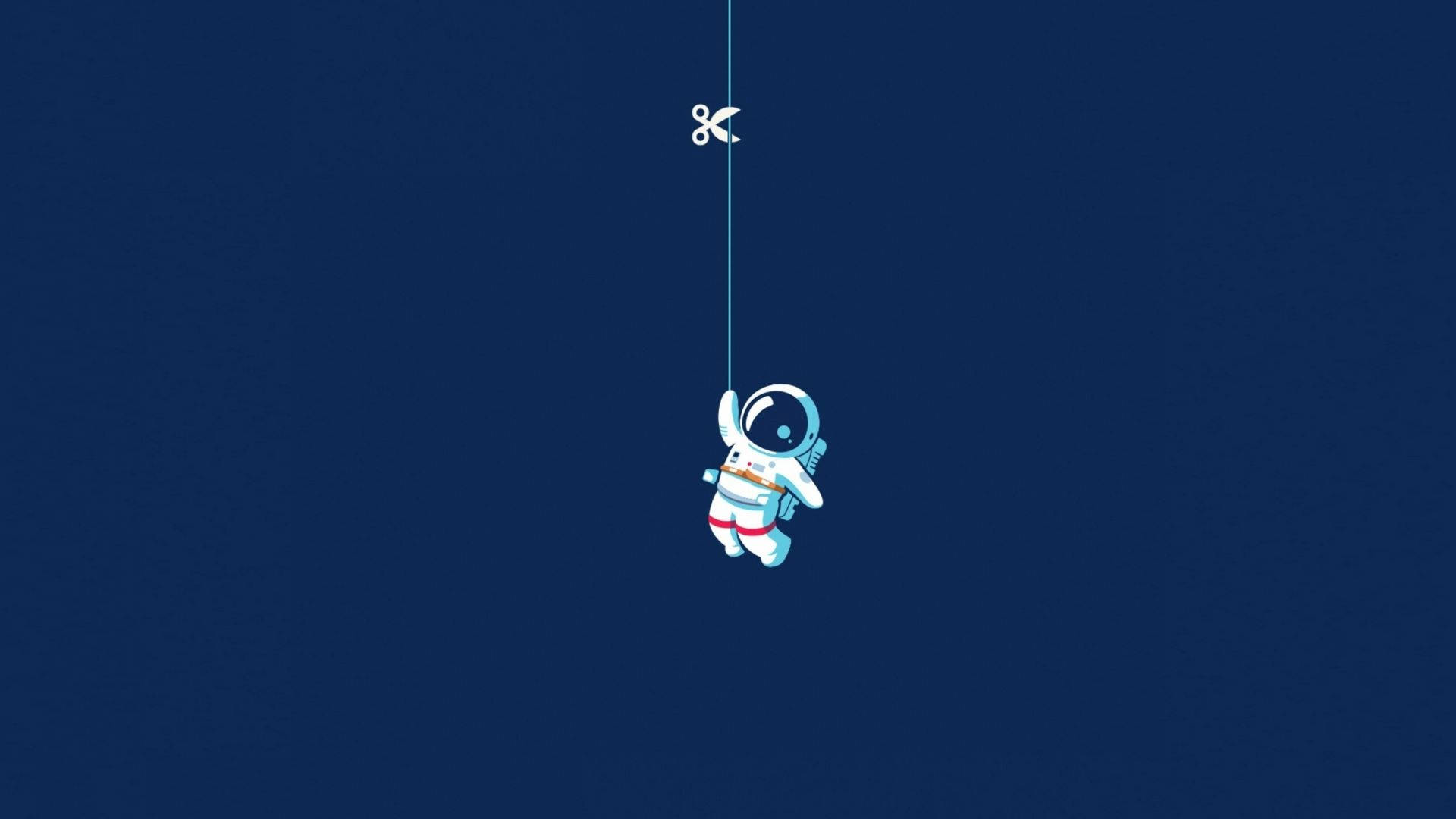 Tiny Astronaut Hanging In Space Wallpaper