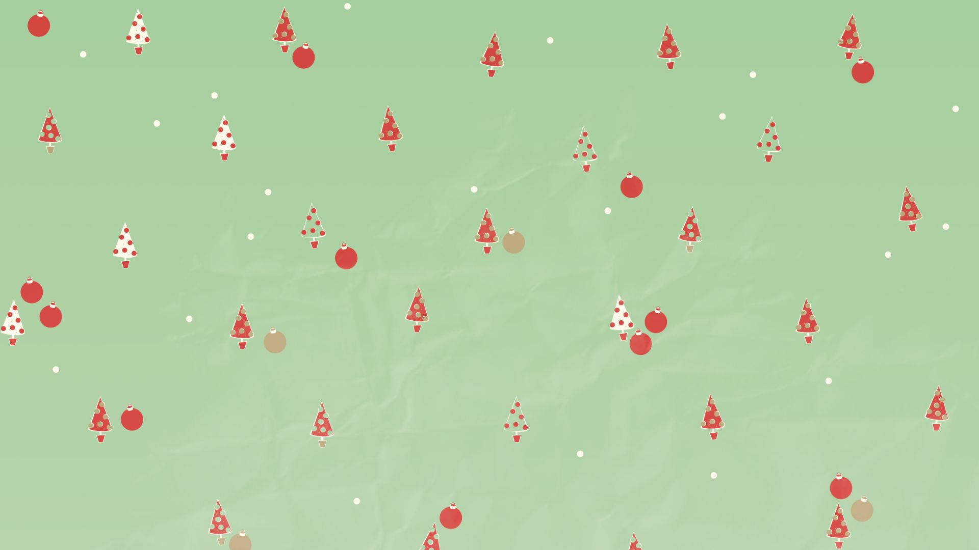 Tiny Kawaii Christmas Trees And Balls Wallpaper