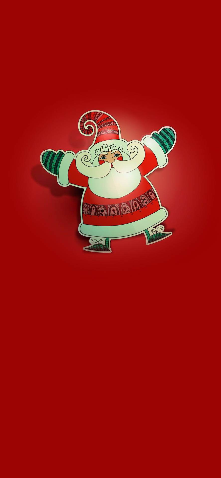 Tiny Santa On Red Christmas IPhone Wallpaper