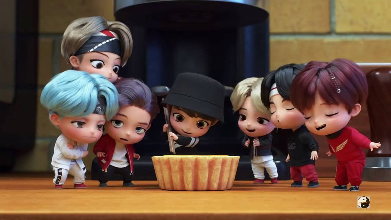 Tiny Tan Bts Sharing Cup Cake Background