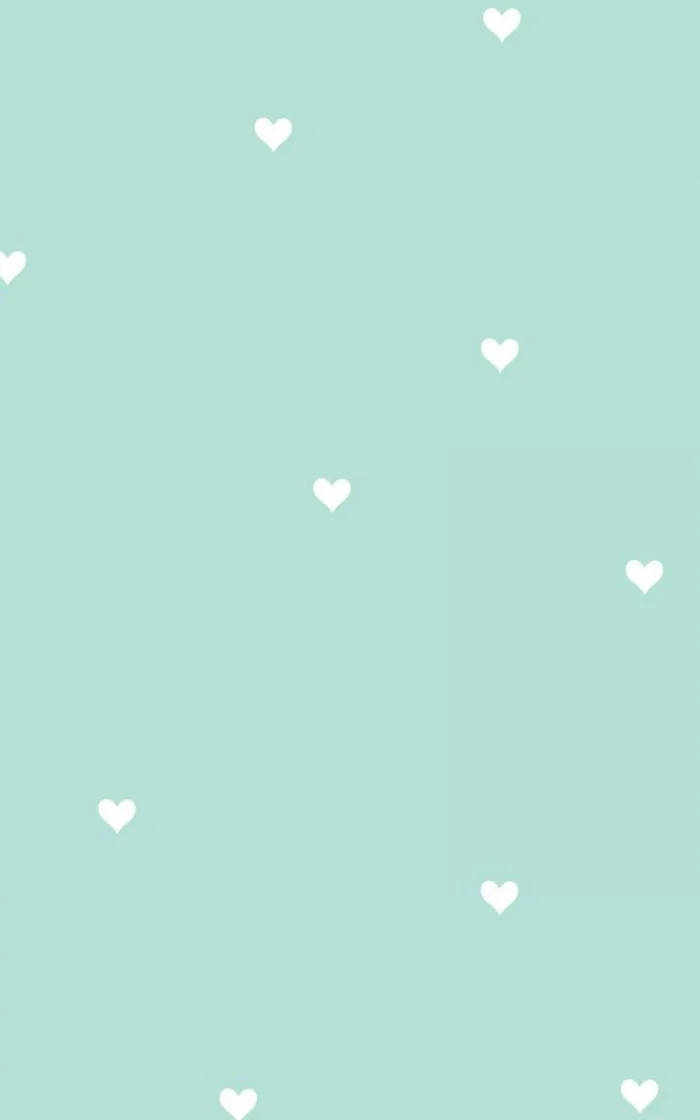 Tiny White Hearts Pastel Green Aesthetic Wallpaper
