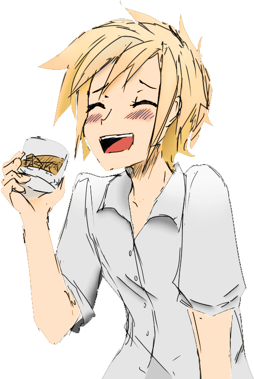 Tipsy Anime Character Holding Drink PNG