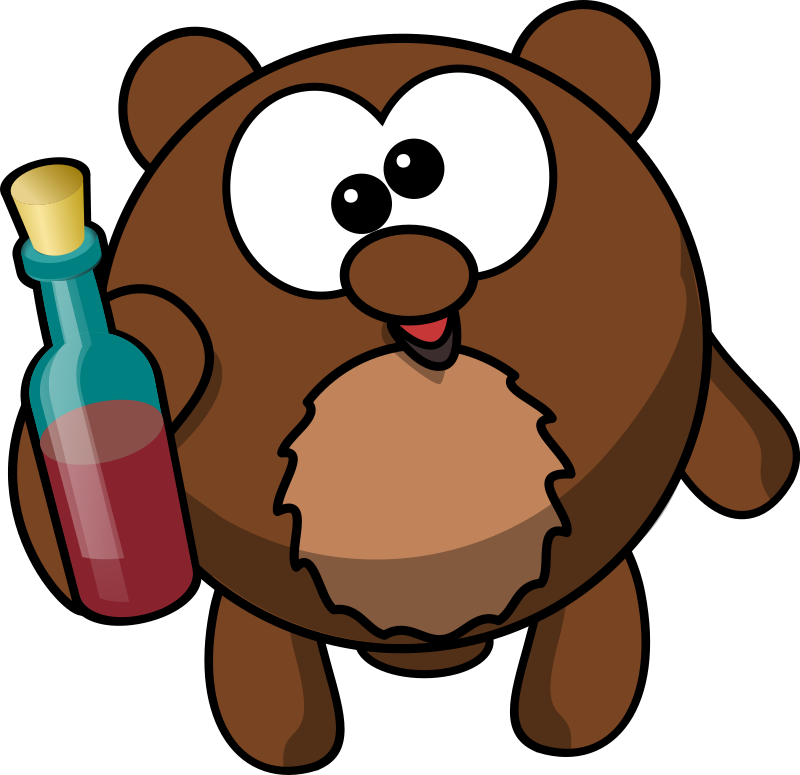 Tipsy Cartoon Bear With Bottle PNG