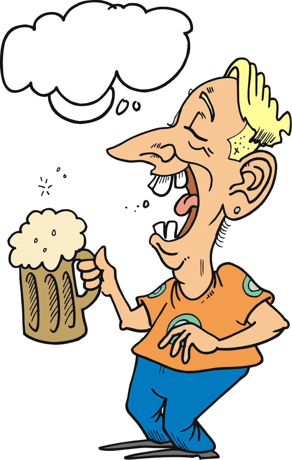 Tipsy Cartoon Man With Beer PNG