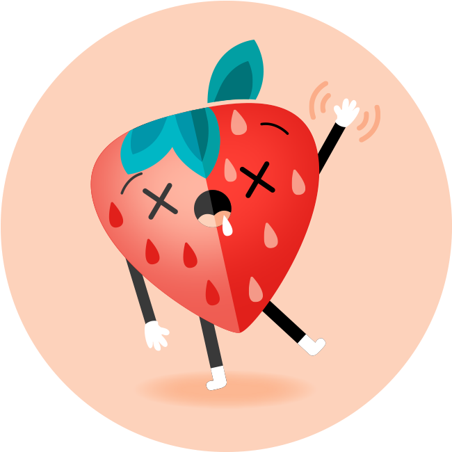 Tipsy Strawberry Character Illustration PNG
