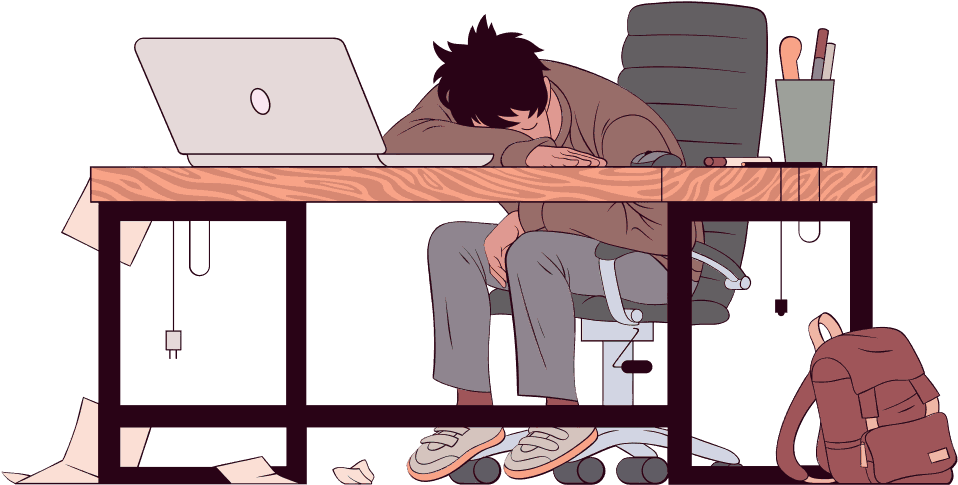 Tired Student Asleepat Desk PNG