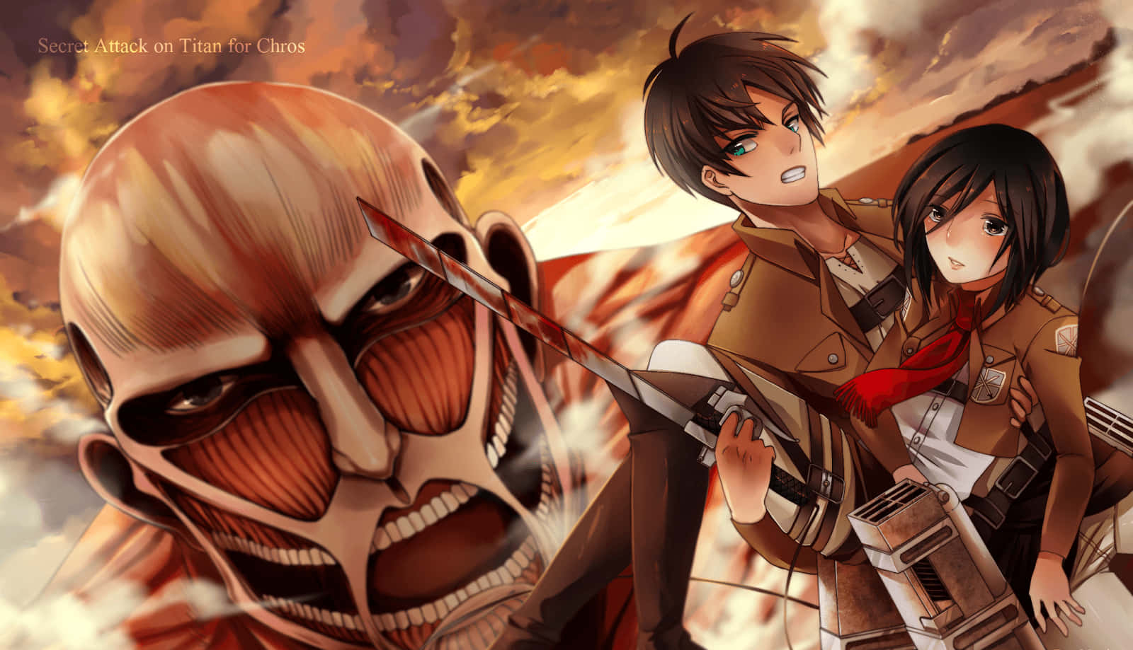 Titan Eren Yeager Carrying Mikasa Wallpaper