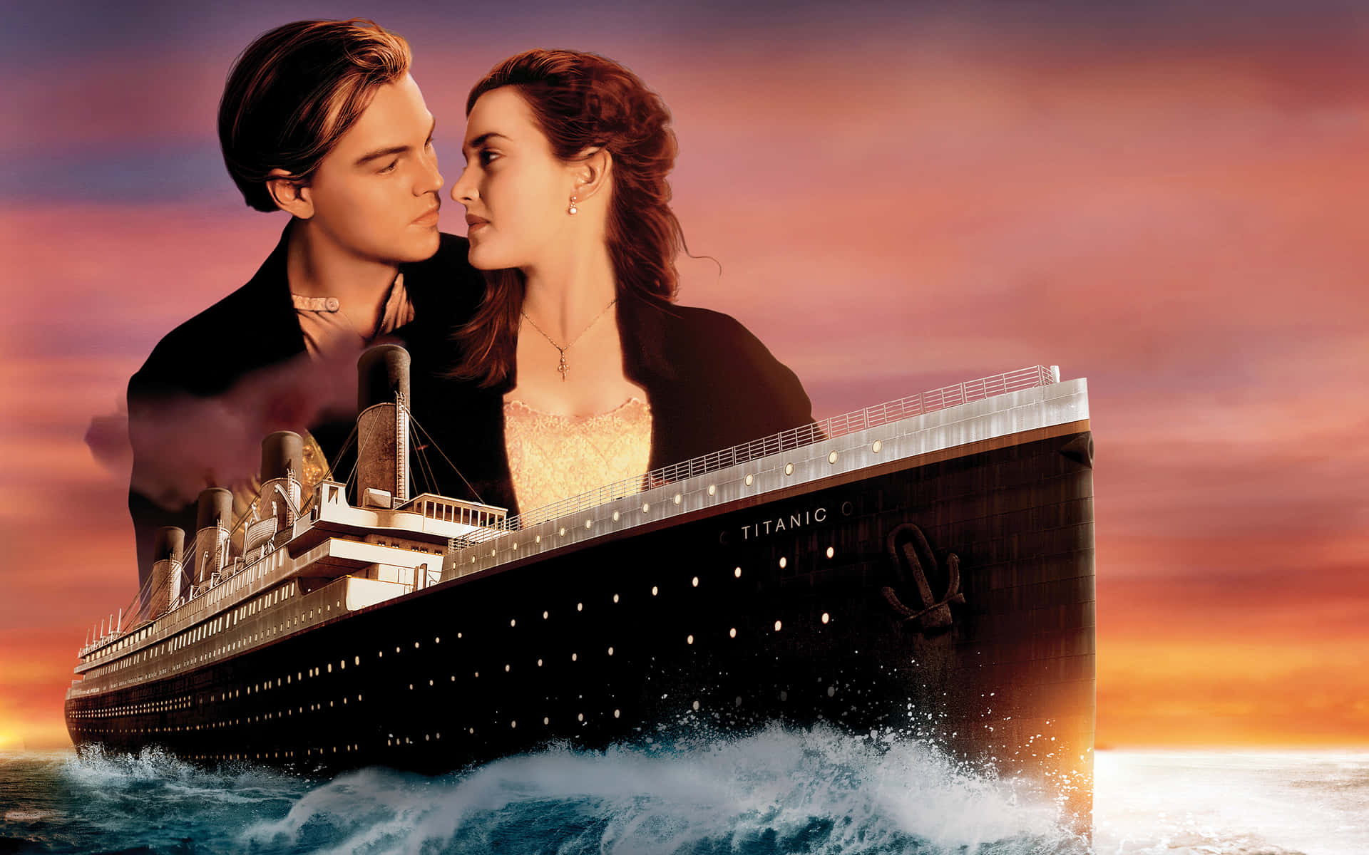 The historic Titanic slowly sinking in the Atlantic Ocean