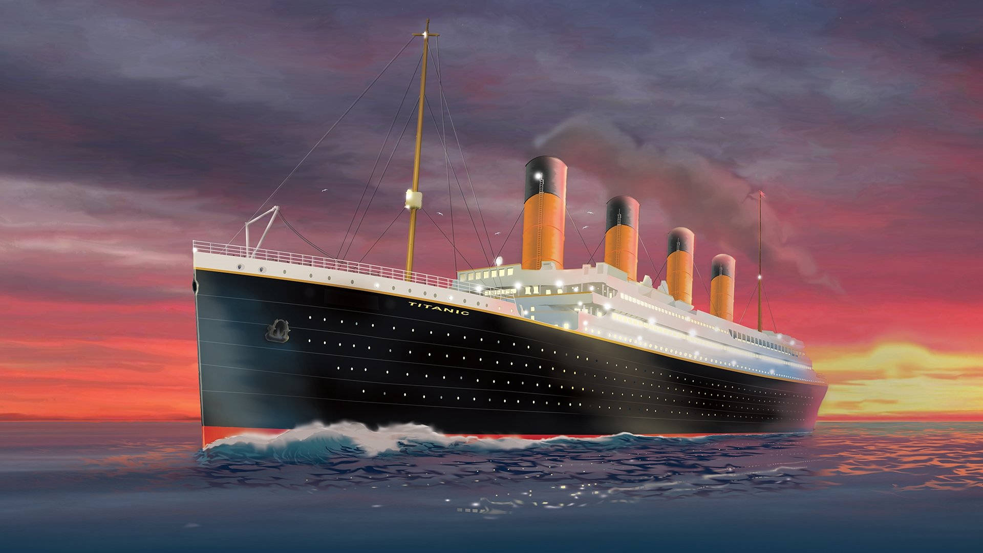 Titanic In Sunset Wallpaper