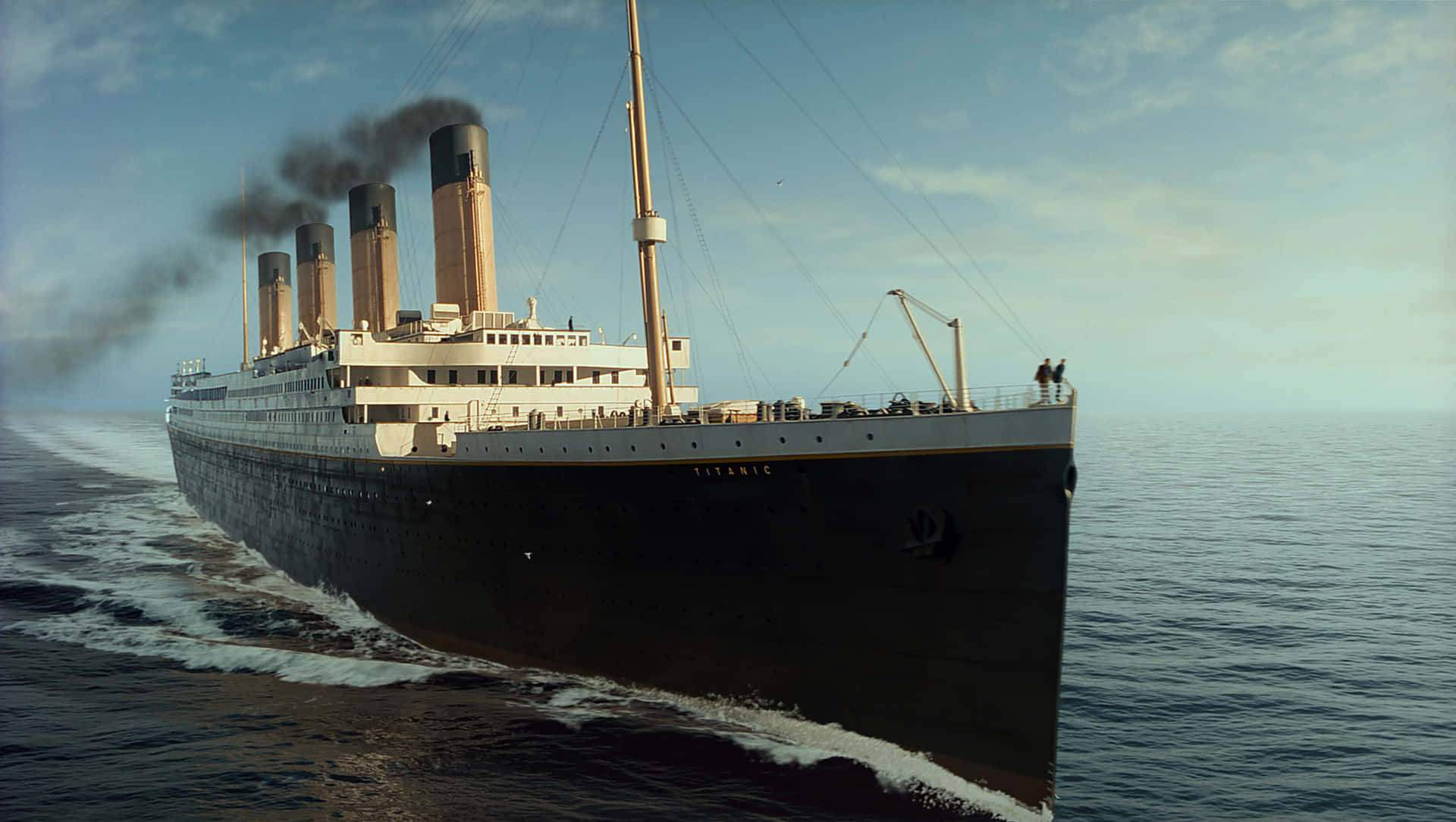 The Titanic vessel, standing proud before its maiden voyage.