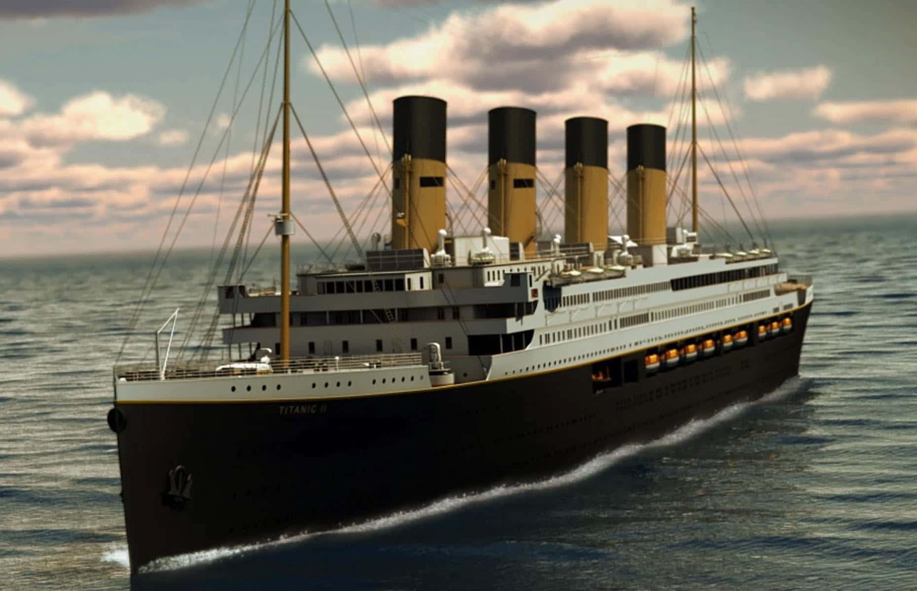 Dastragische Schicksal Der Titanic Erhebt Sich Im Nächtlichen Himmel.