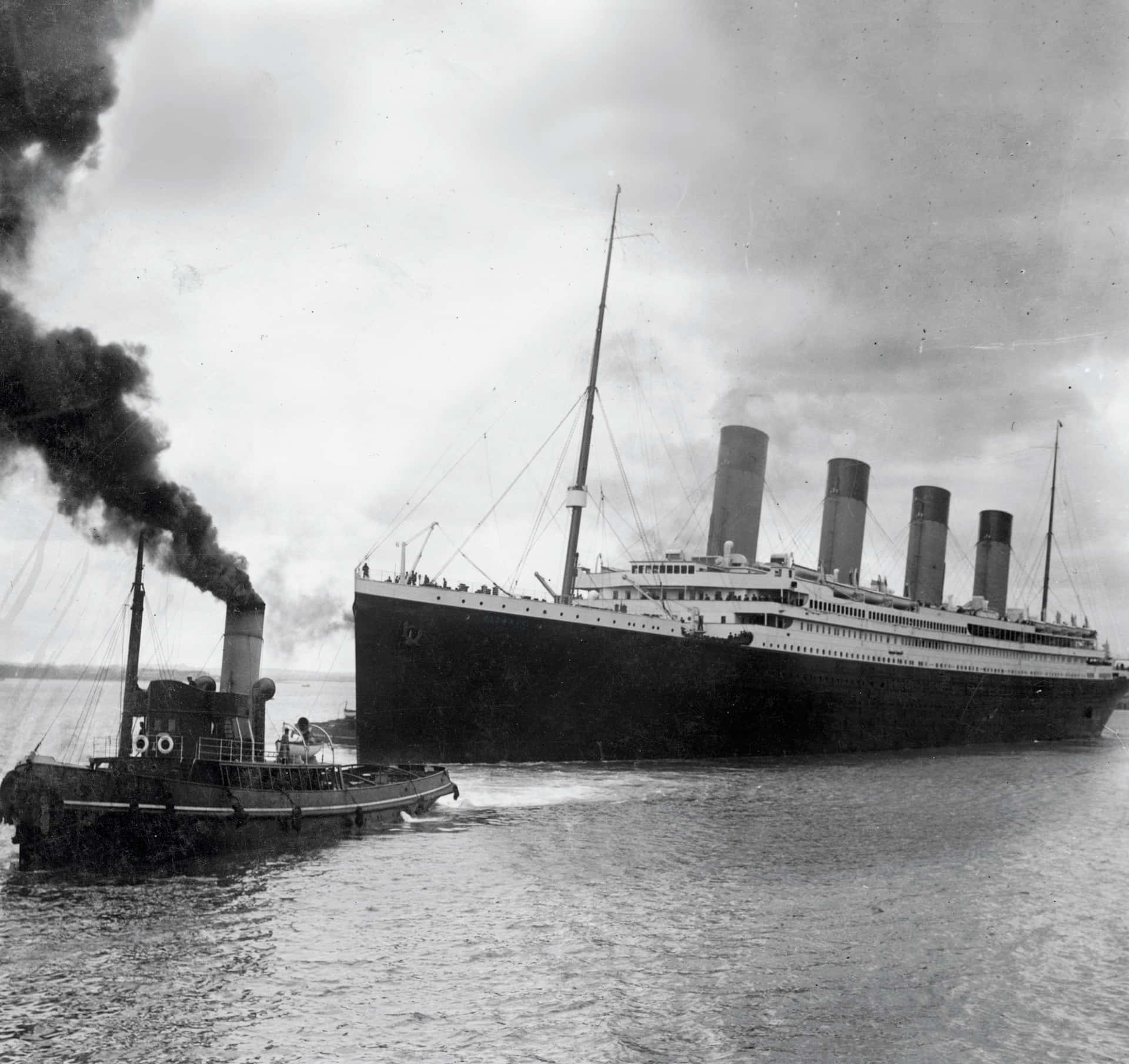 "The RMS Titanic Emerges from Foggy Waters"