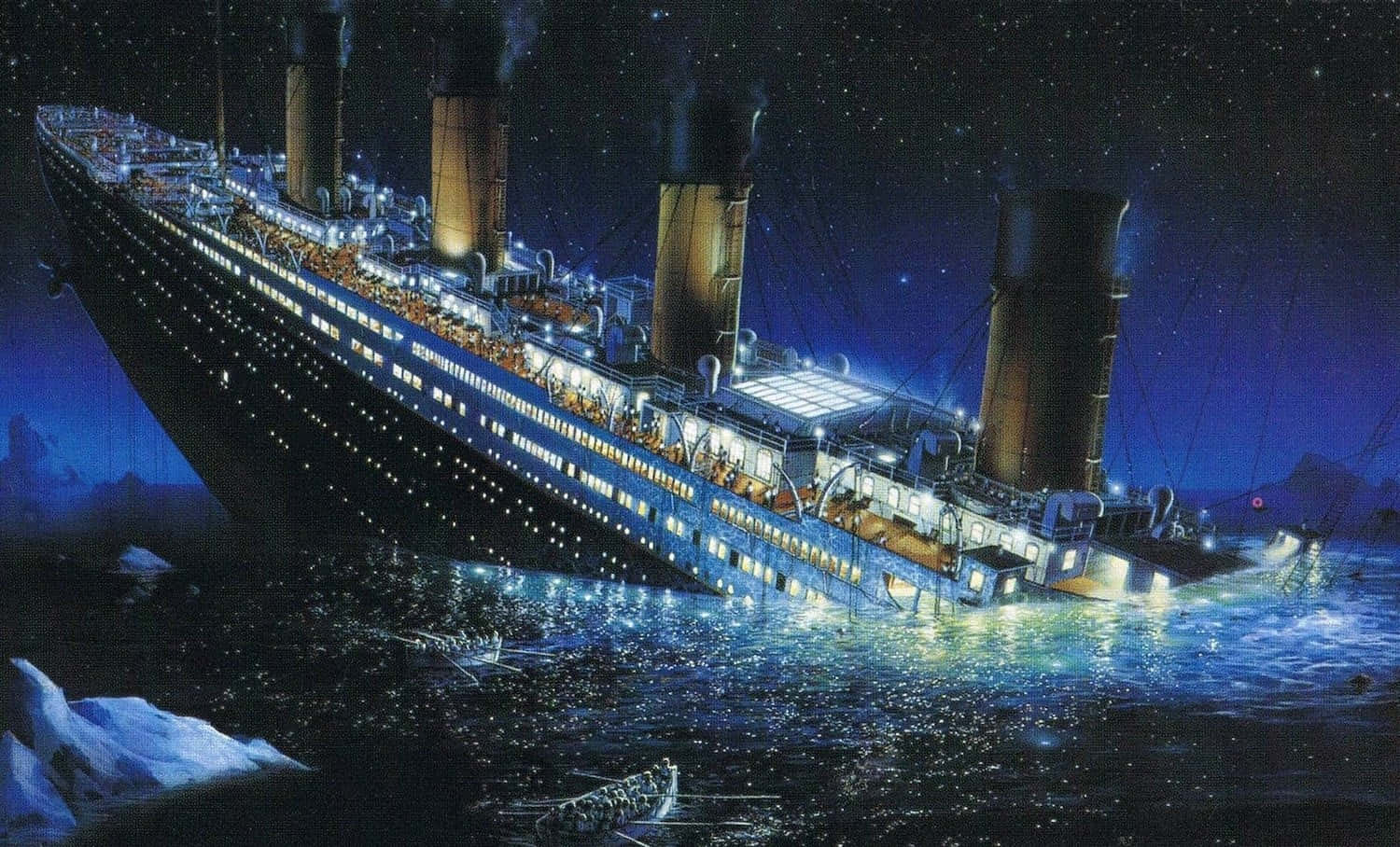Elicónico Barco Titanic Navega A Través De Las Aguas Abiertas.