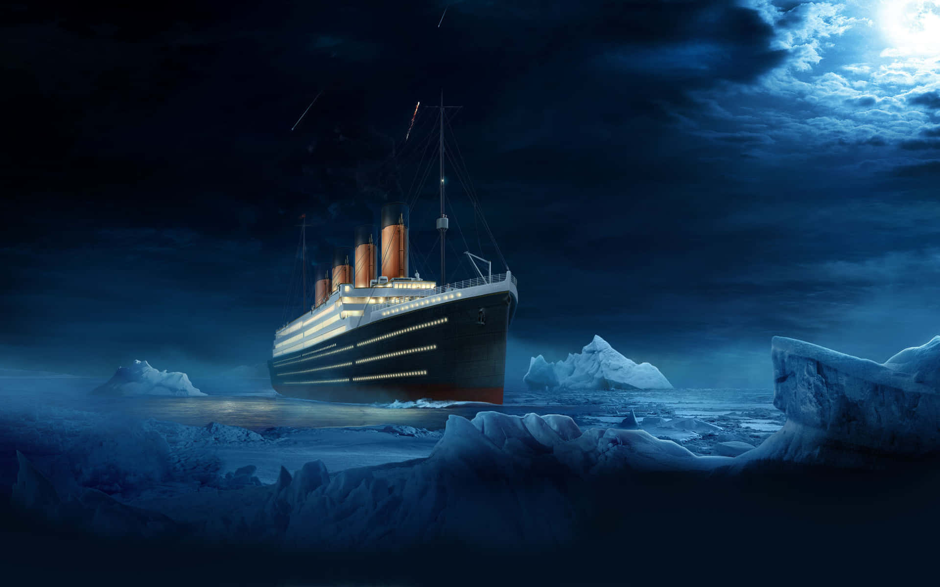 Vistadel Titanic Hundiéndose