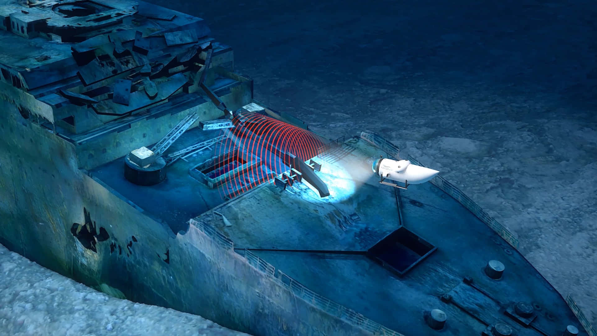 Imagendel Titanic Con Un Submarino Bajo El Agua