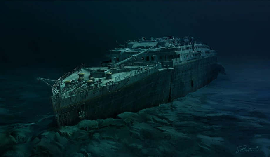 Imagemescura Em 3d Do Titanic Submerso.