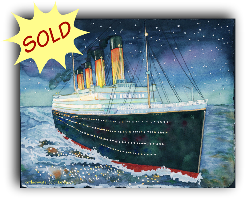 Titanic Watercolor Artwork Sold PNG