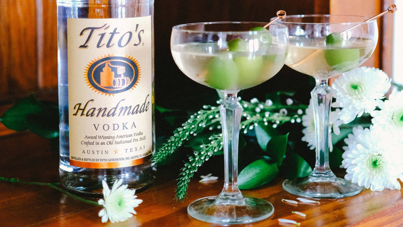 Titos Vodka Cocktails In Martini Glasses Wallpaper