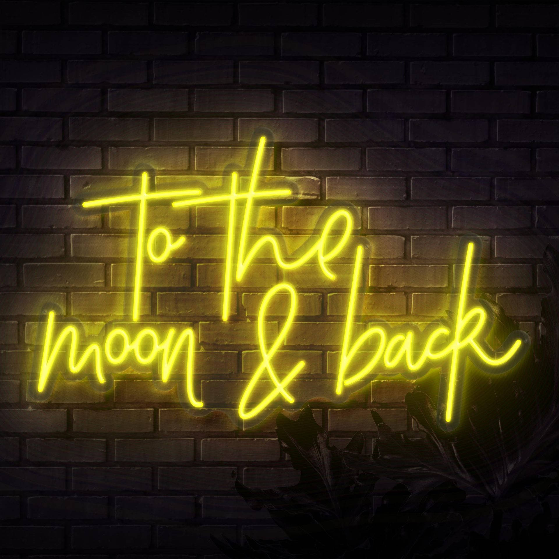 To The Moon & Back Neon Yellow Led Wallpaper