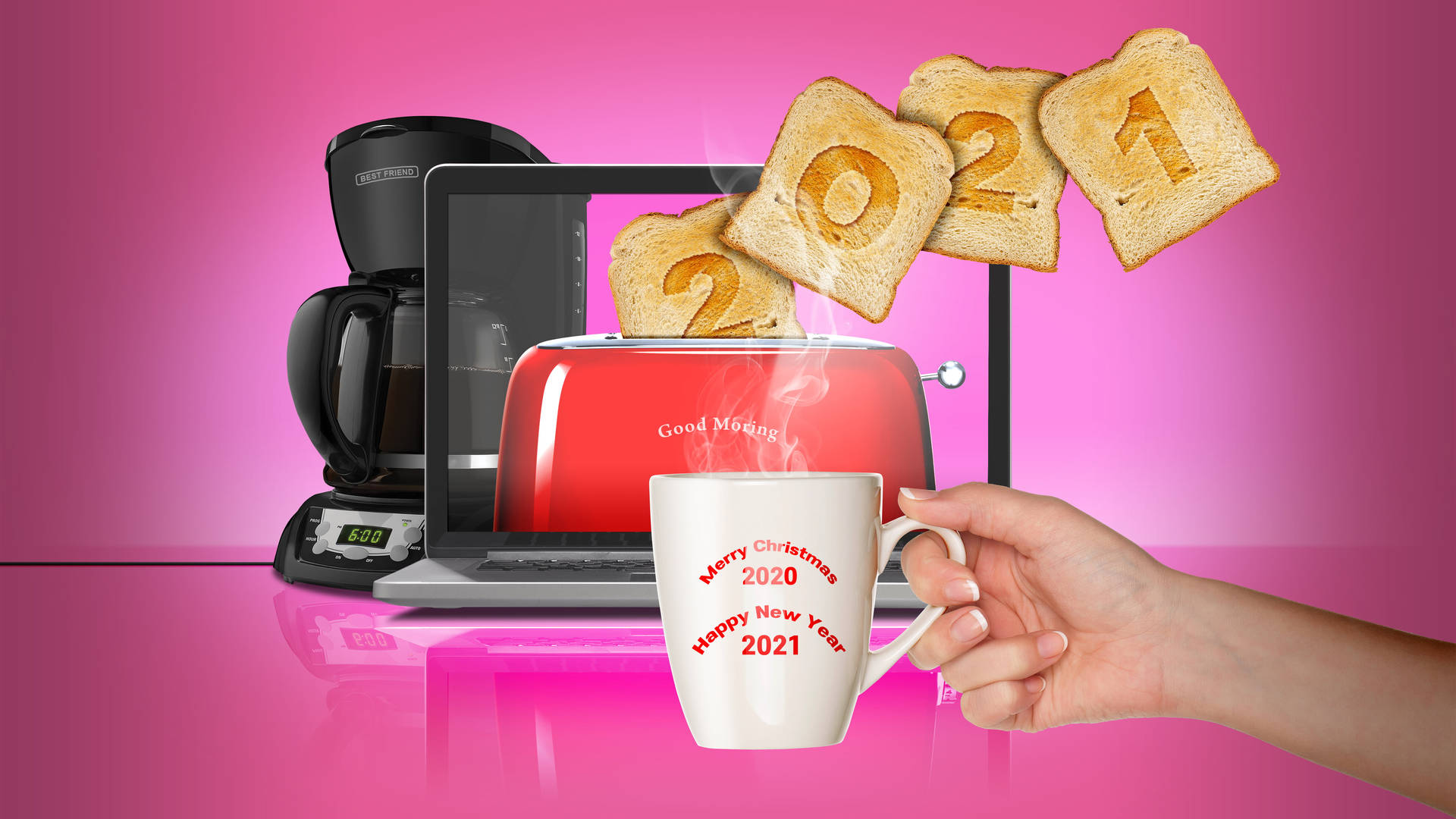 Toaster And Coffee 2021 Desktop Wallpaper