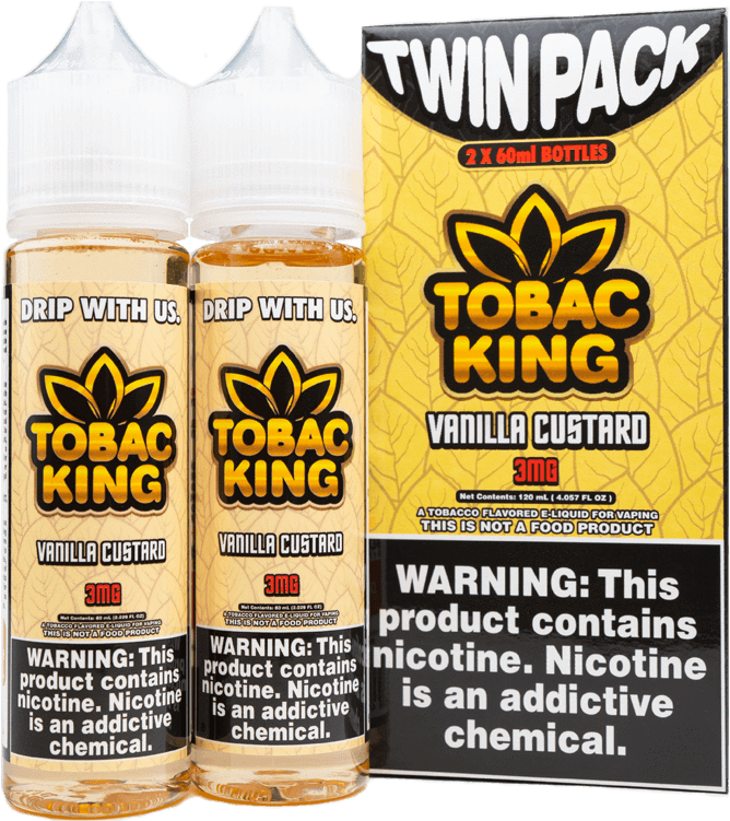 Tobac King Vanilla Custard Vape Juice Twin Pack PNG