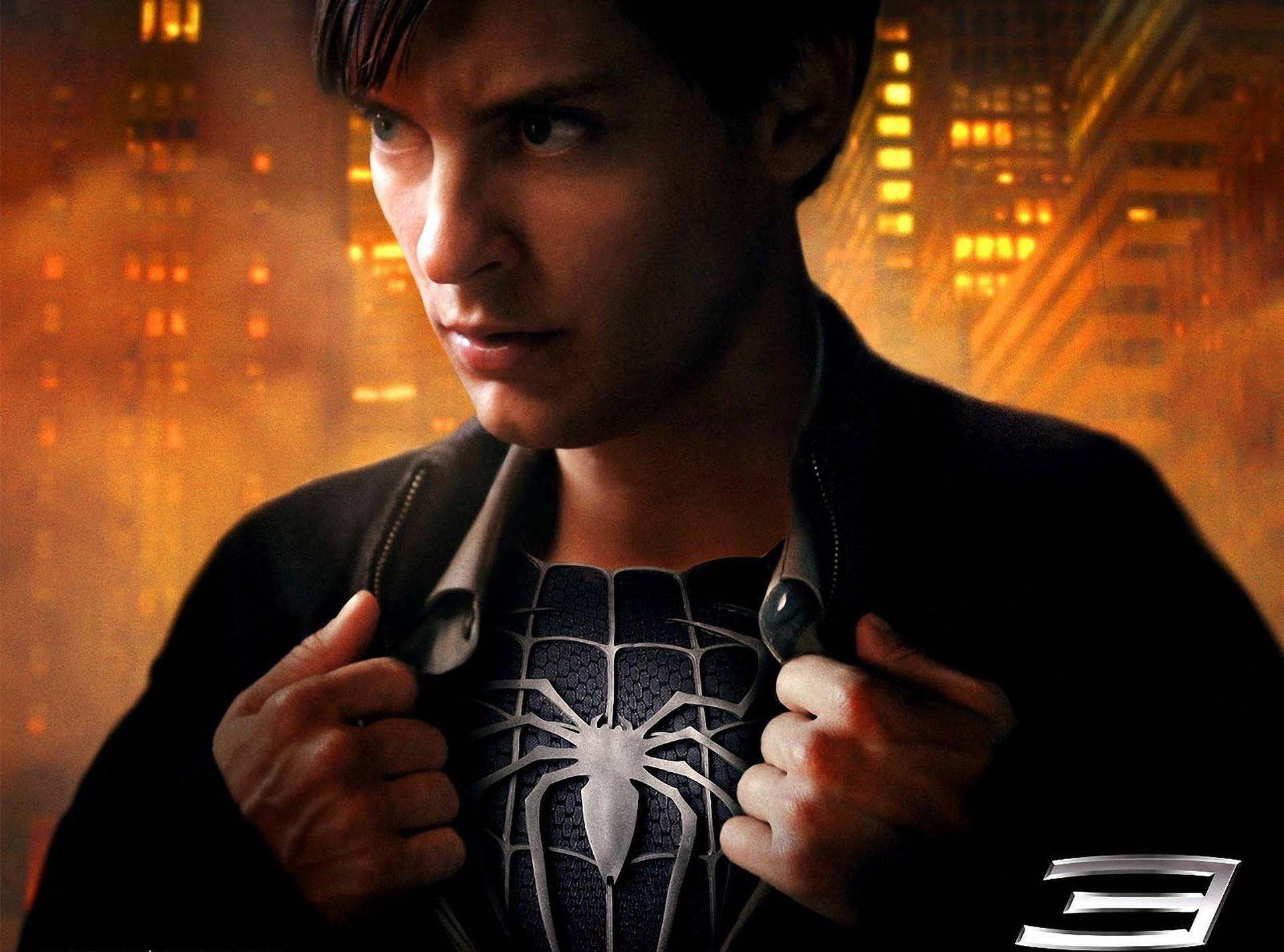 Tobey Maguire Spider-Man 3 Poster tapet: Se Tobey Maguires ikoniske arbejde som Spider-Man i denne populære filmplakat. Wallpaper
