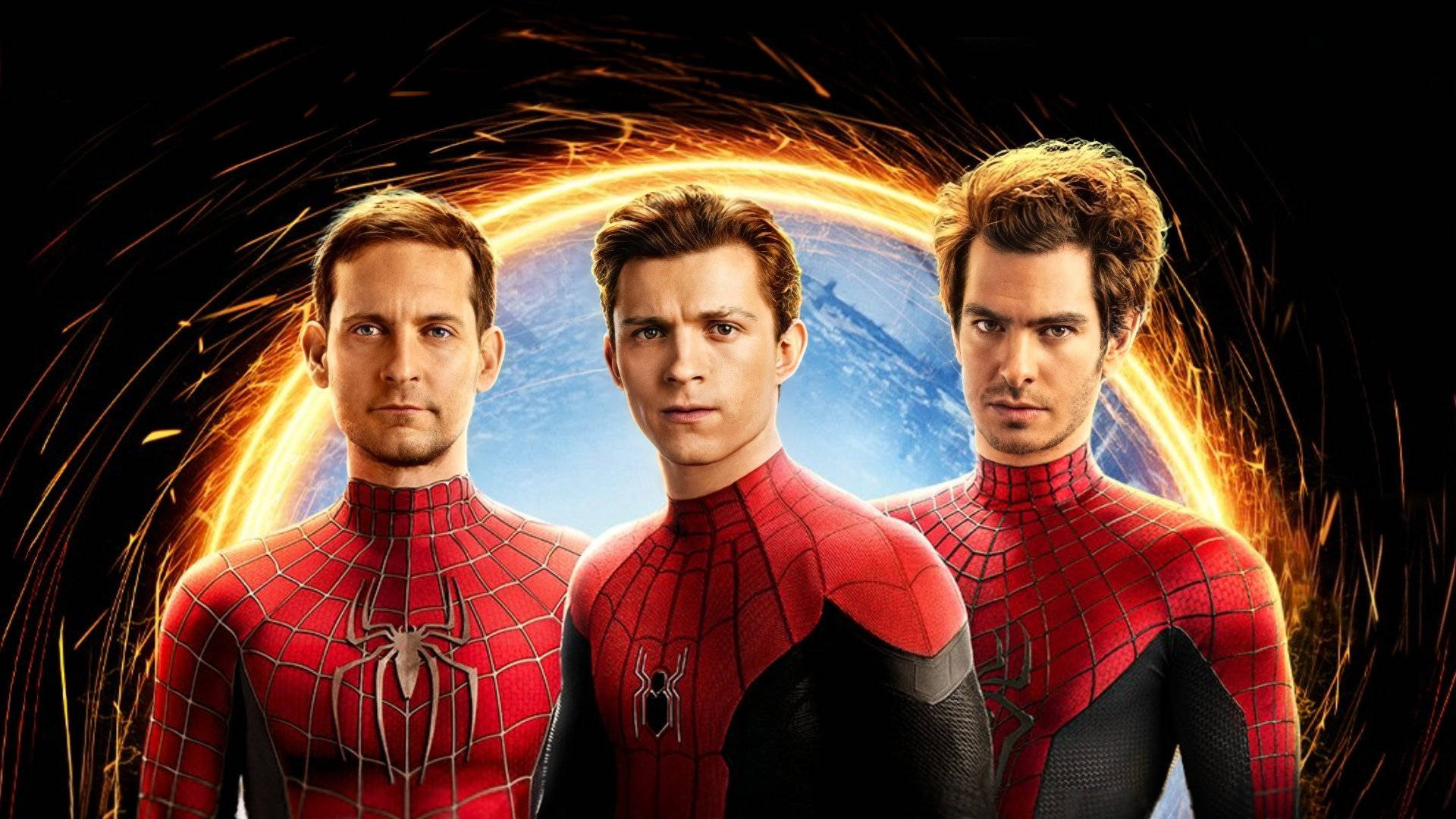 Tobey Maguire Och Andra Spider Man-karaktärer Som Bakgrundsbild: Wallpaper