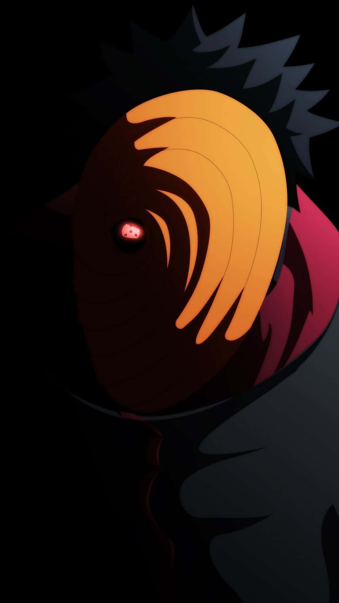 Unpersonaggio Di Anime Nero E Arancione Con Il Viso Rosso Sfondo