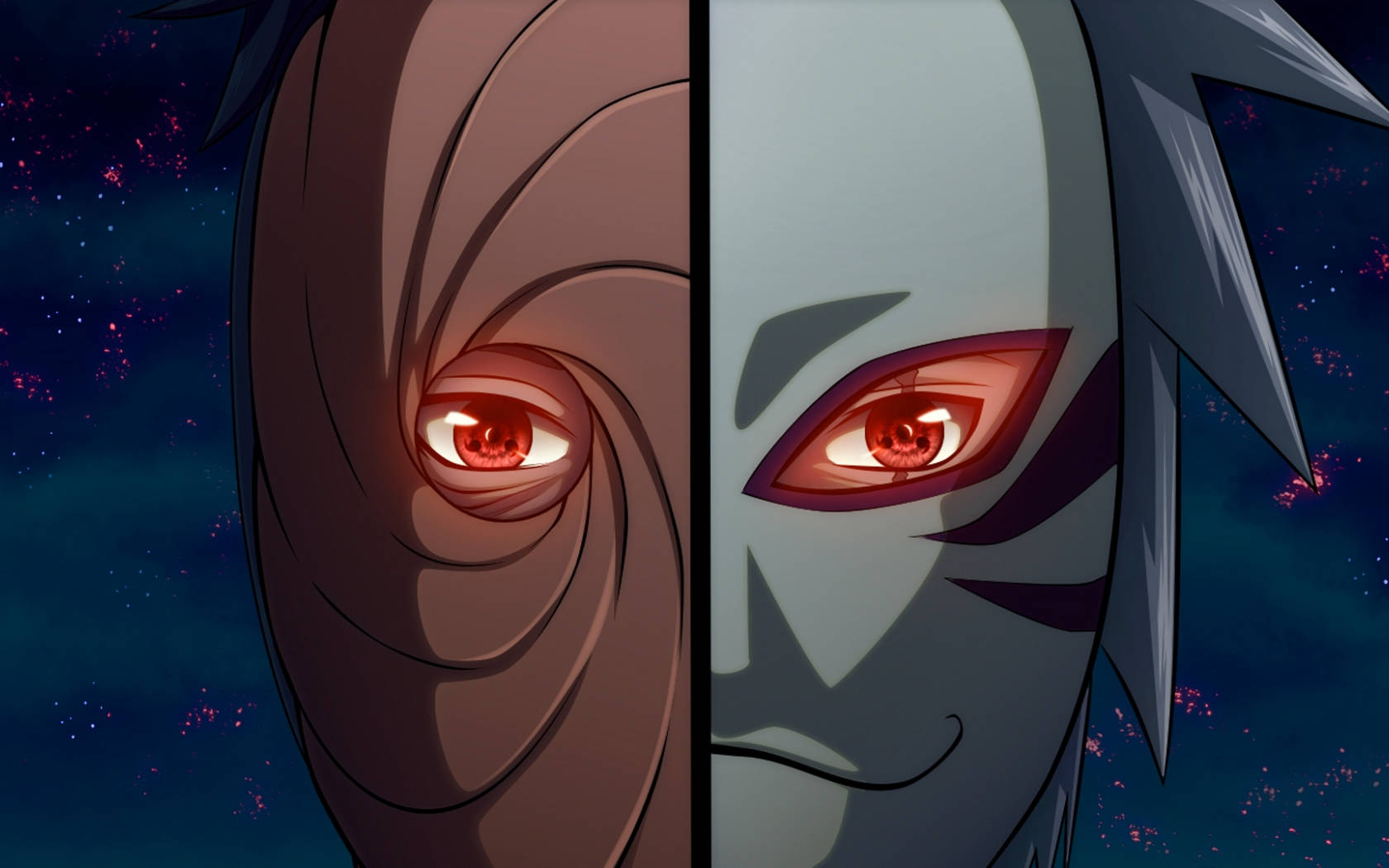 Tobi Naruto Kakashi In Mask Split-screen