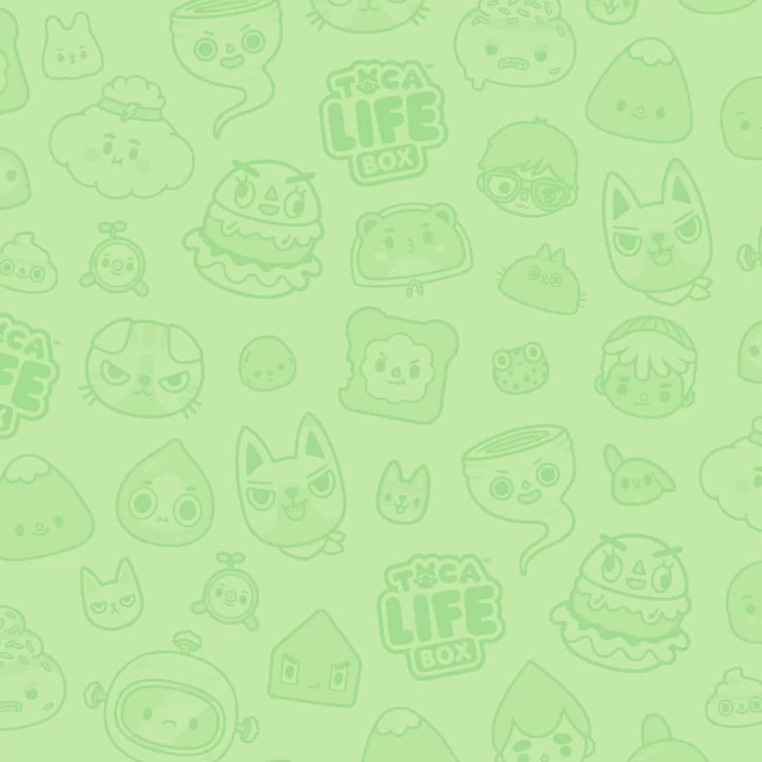 A Green Background With Many Different Characters