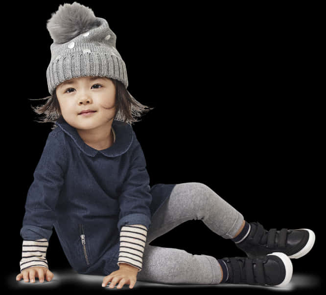 Toddler Winter Fashion Pose PNG