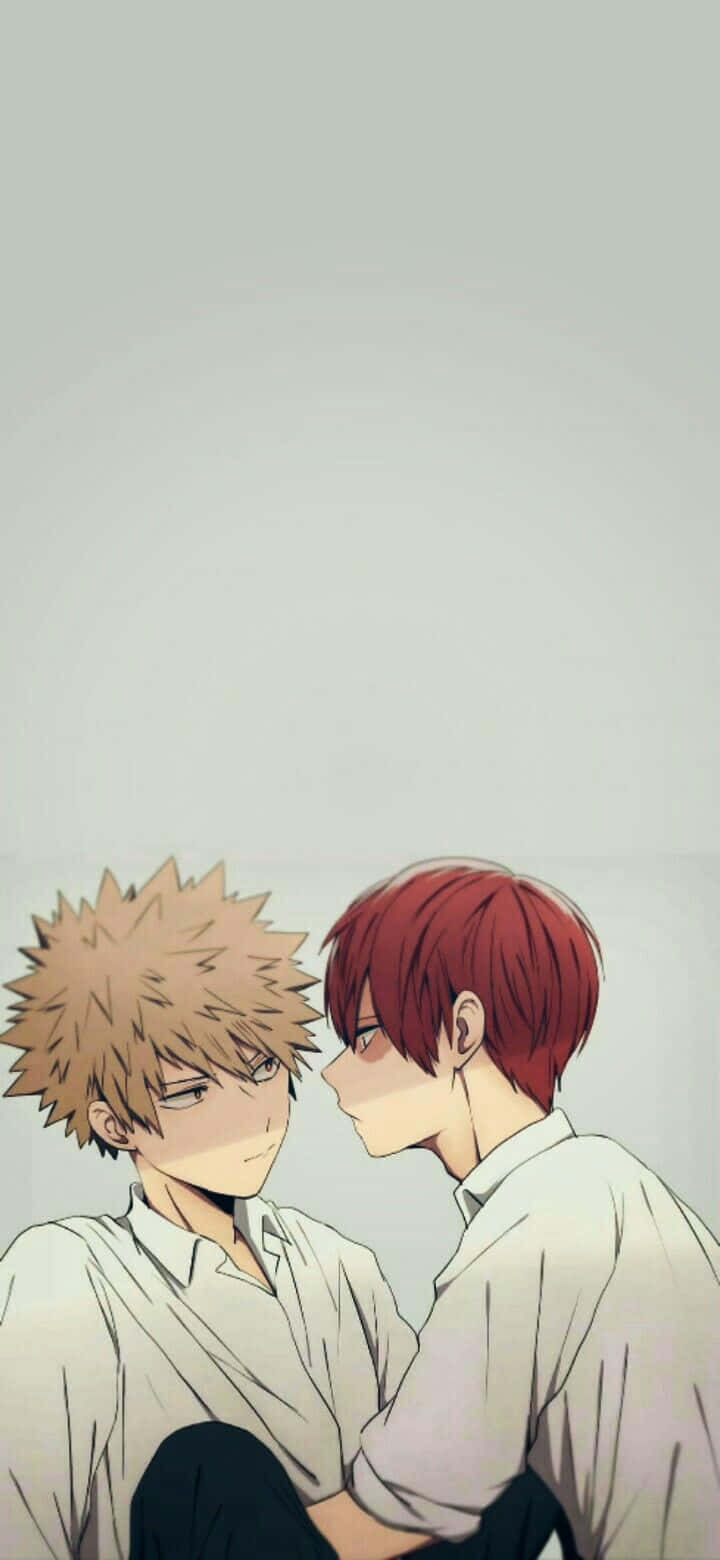 Doispersonagens De Anime Se Beijando No Chão Como Wallpaper Do Computador Ou Celular. Papel de Parede